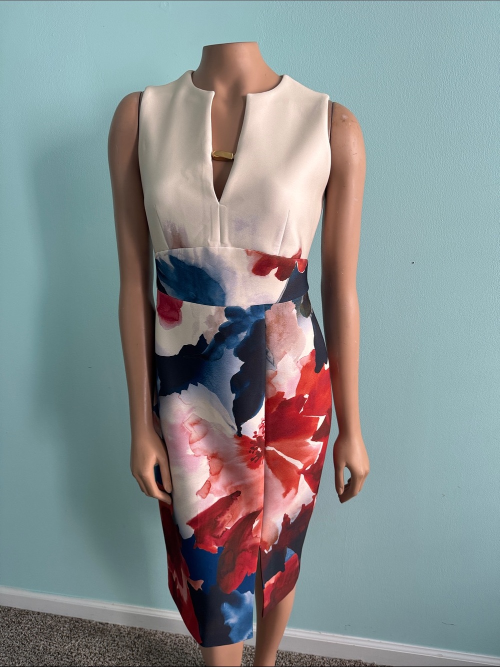 Donna Karan sleeveless floral dress size 4